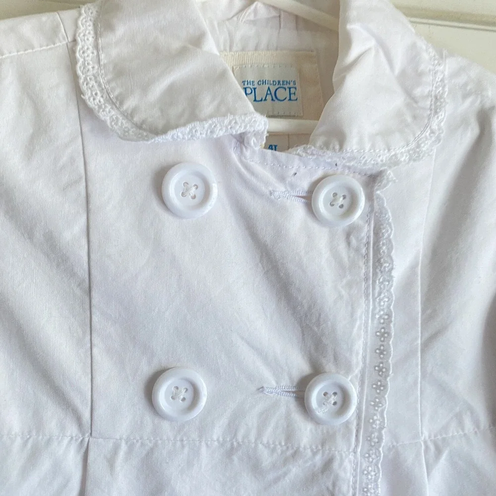 TCP The Childrens Place Dress Coat White Trench‎ Coat Girls Size 4T
